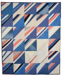 Jamie Lyn Kara | Upstream Cotton, linen, raw silk, French cotton prints, demin, corduroy, red onion skin dyed linen and cotton, woad dyed cotton 51" X 42"