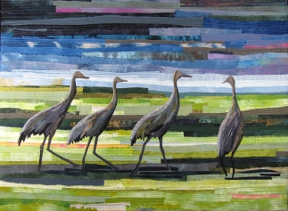 Pat Bishop | Walk of the Cranes Raw edge applique, silk, cotton, 2010